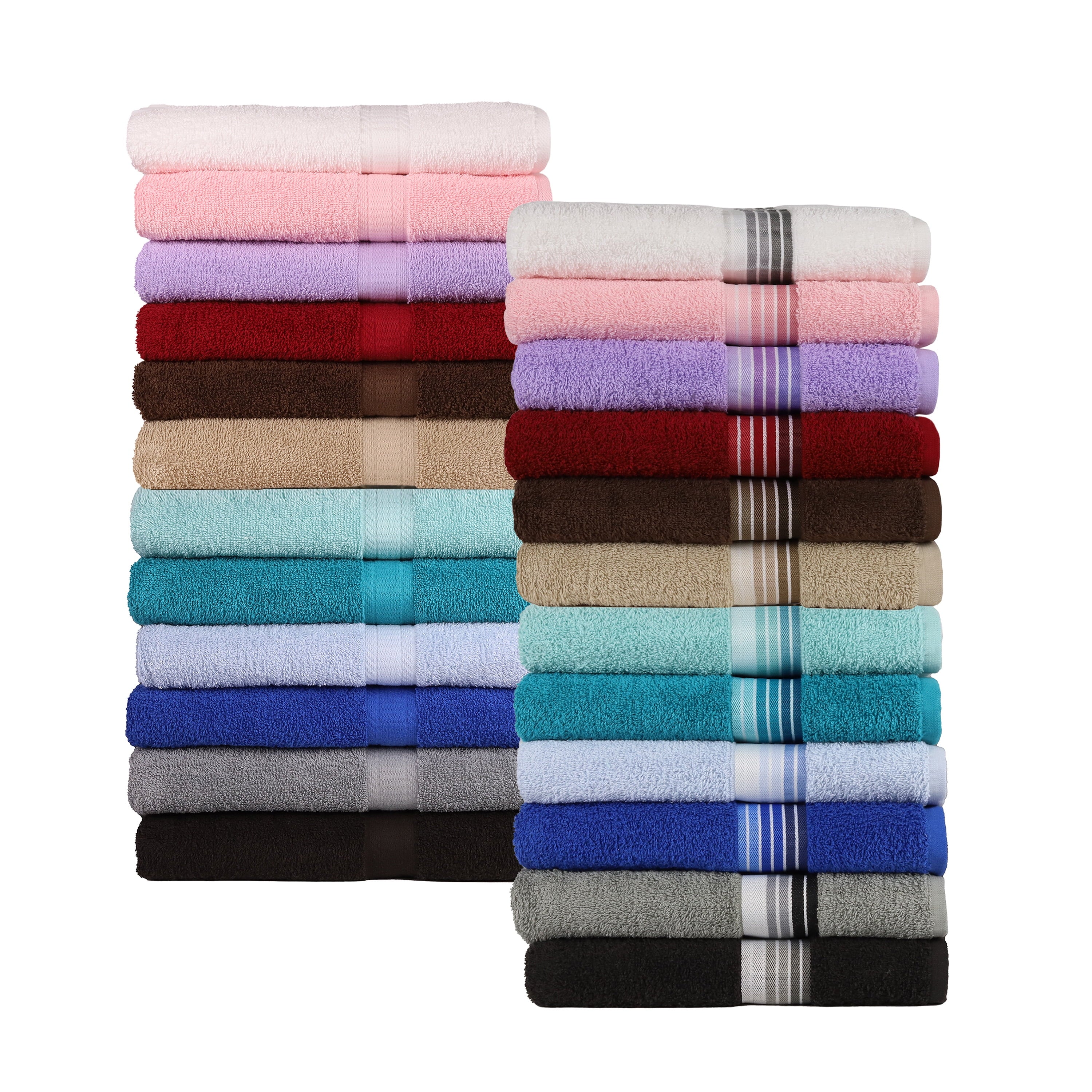 Mainstays Basic Bath Towel, Soft 100%  Cotton and Highly Absorbent Striped Bath Towel, White