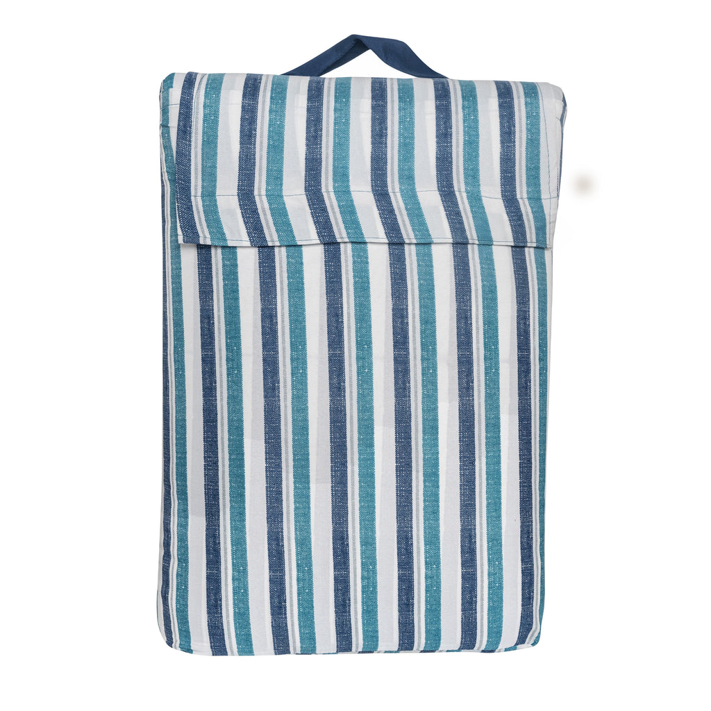 Mainstays All in One Reversible Comforter and Sheet Set- 7 Piece, Queen, Blue Pinstripe