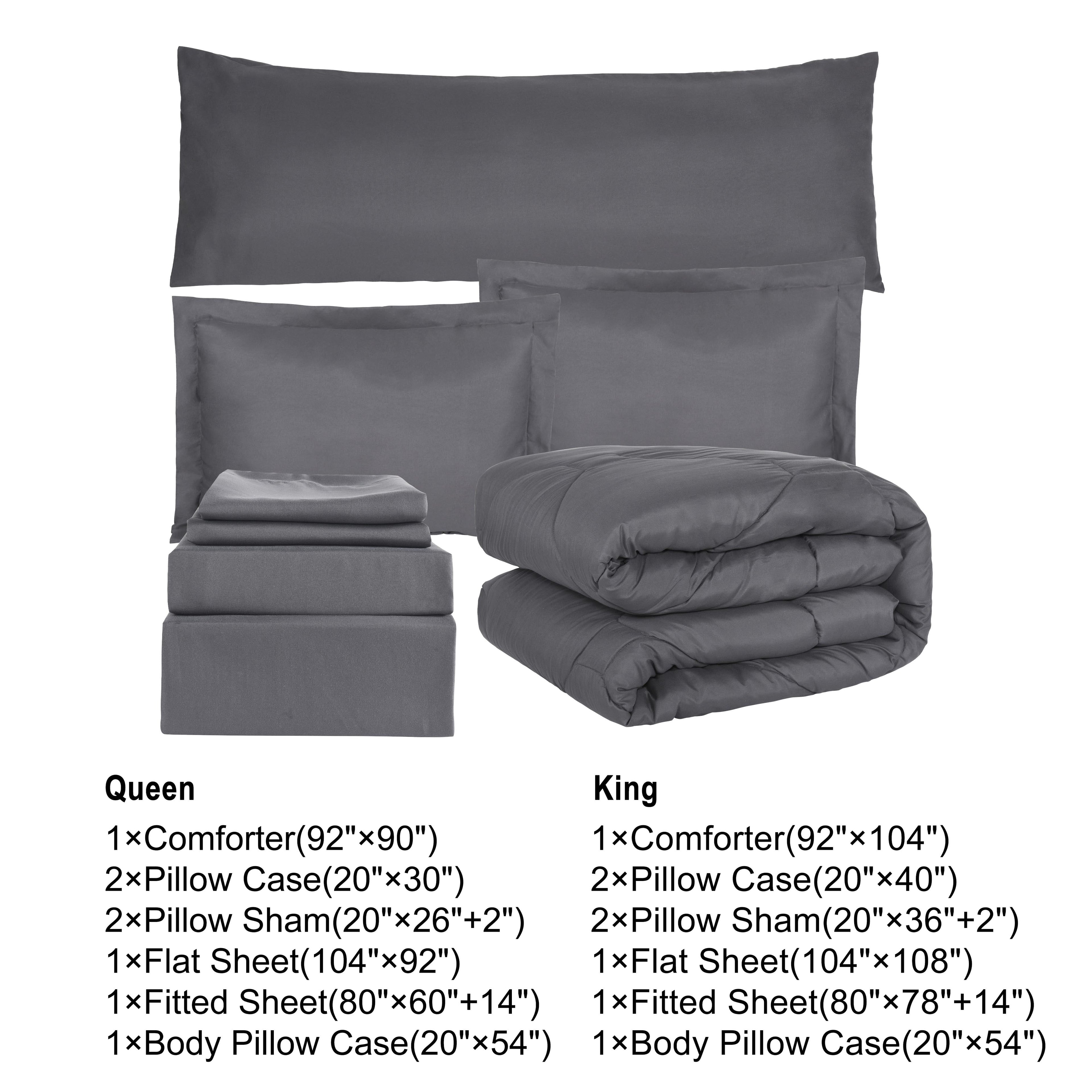 HIG 8 PCS Modern Comforter Set with Sheets All Season Bed in a Bag, Dark Gray, Queen Size