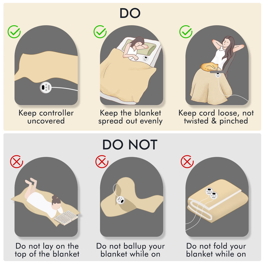 MARNUR Heated Blanket Queen Size 84''x90'', Fast Heating with Dual Controllers Electric Blanket, 10 Heating Levels, 10H Timer, Preheat Function - Beige