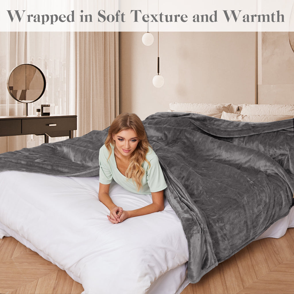 GONUES Heated Blanket 72"x 84" Full Size Soft Warm Flannel Fast Heating, 4 Fast Heating Levels & 10H Auto-off, Heat Protection, Home Office, Grey