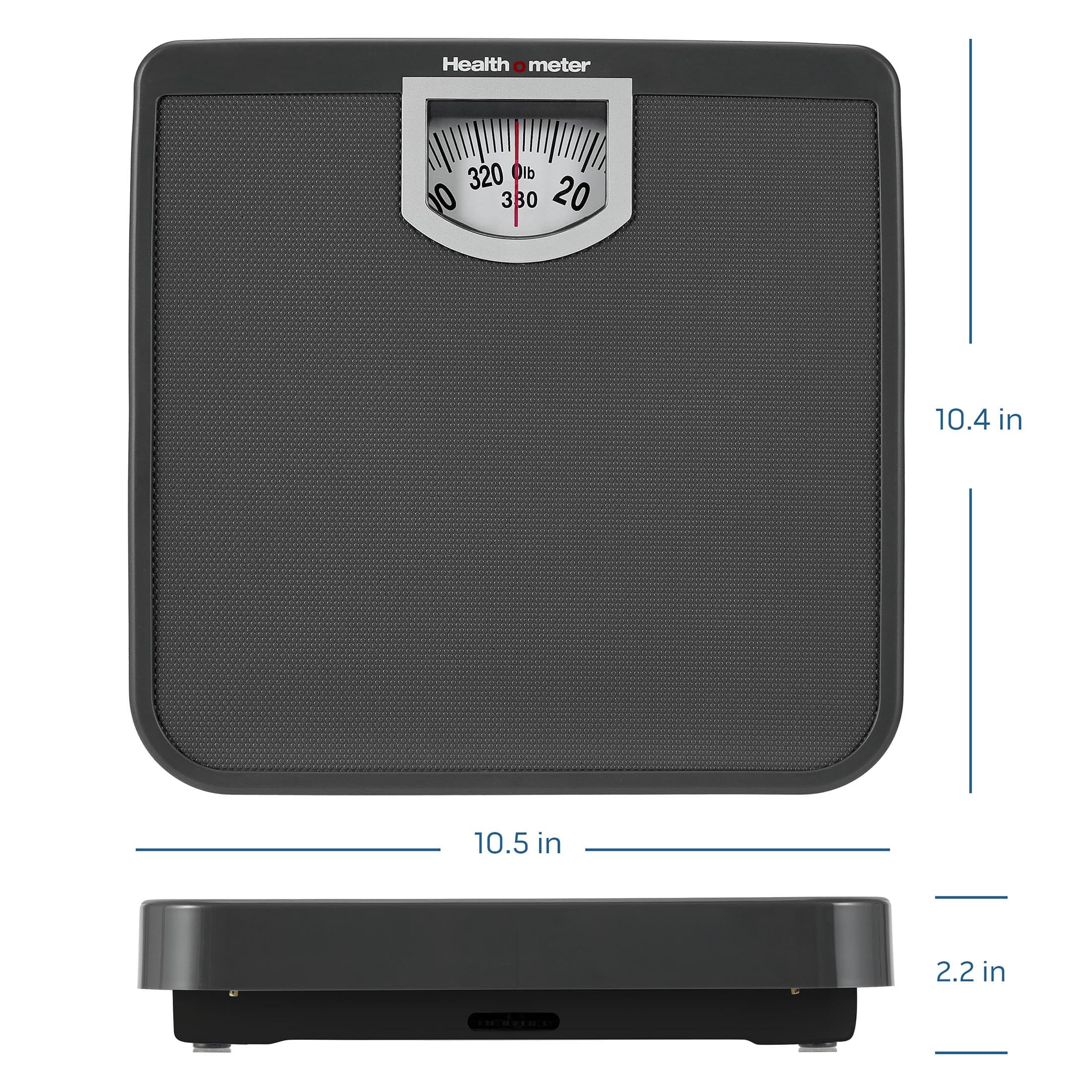Health o meter Compact Dial Bathroom Scale, 330 lb. Capacity, Sturdy Metal Platform