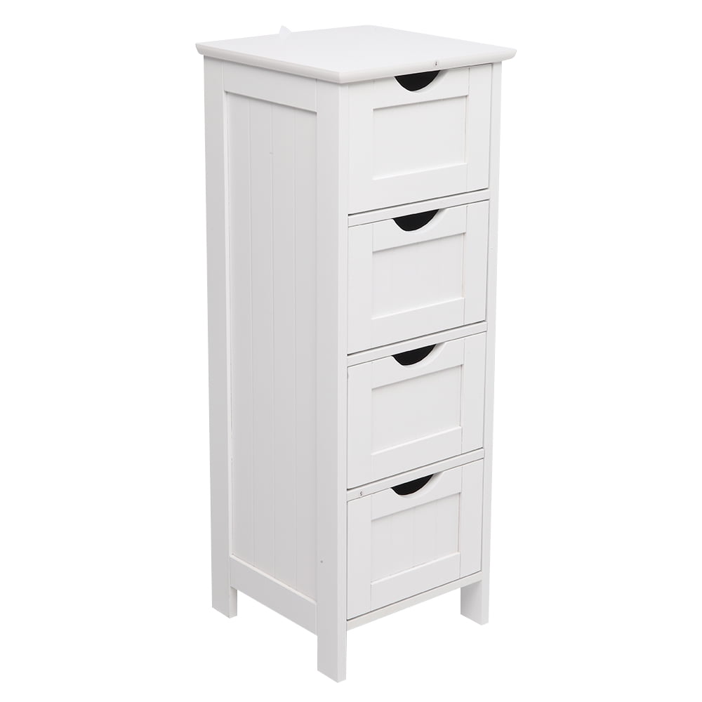 Ktaxon Bathroom Floor Storage Cabinet with 4 Drawers, Small Cabinet for Bedroom Kitchen, MDF White