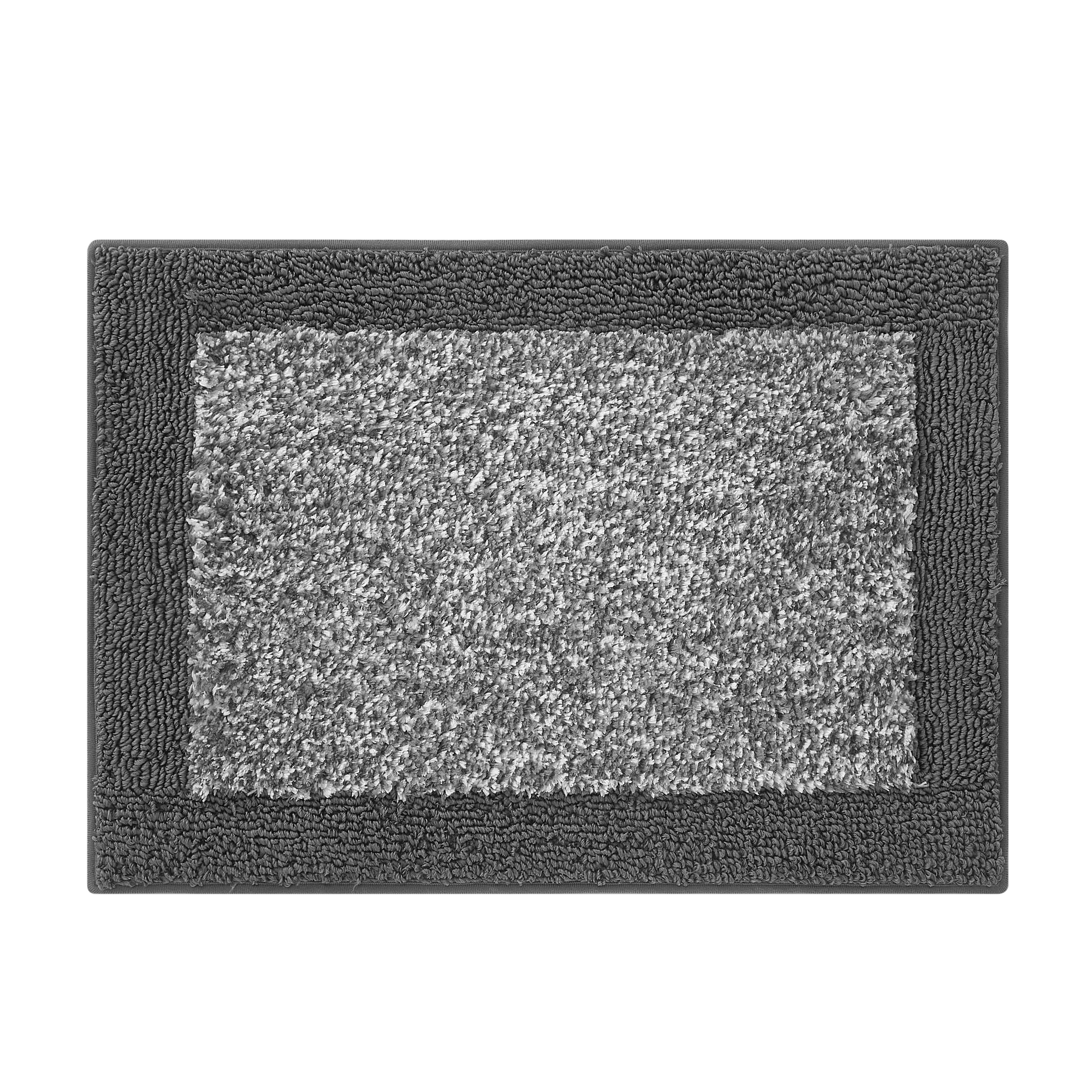 Mainstays 15-Piece Grey Blocks Bathroom Set – Geometric Shower Curtain, Bath Rugs & Hooks, Modern Washable Design