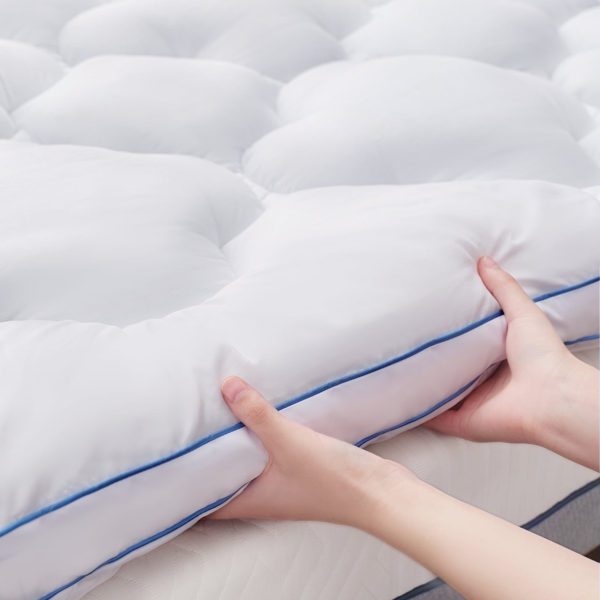 BDEUS Extra Thick Twin Mattress Topper, Cooling Mattress Pad Cover, Mattress Protector with 8-21 Inch Deep Pocket,Comfortable,Gray