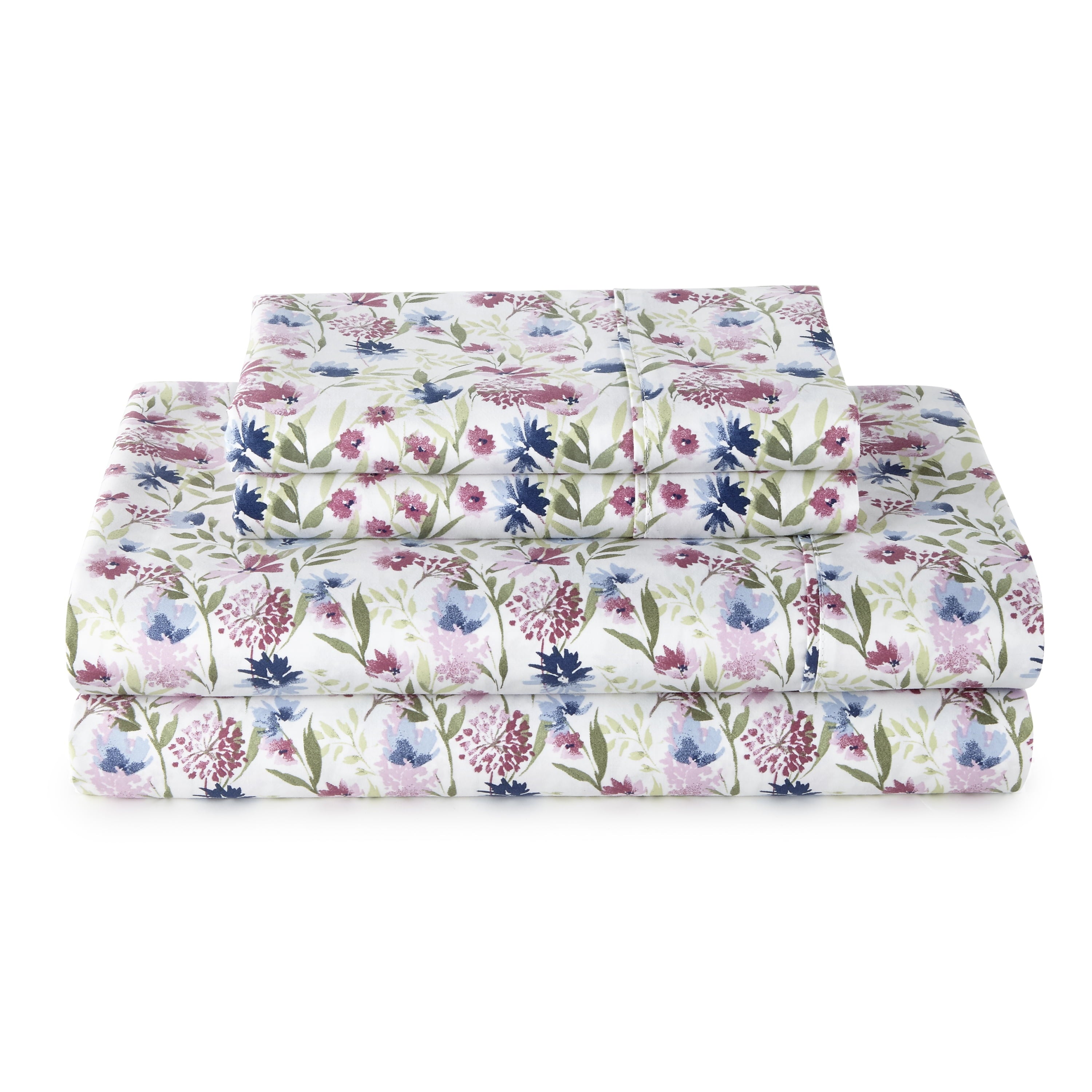 Better Homes & Gardens 4-Piece 300 Thread Count Sateen King Sheet Set, Floral Almond Biscuit
