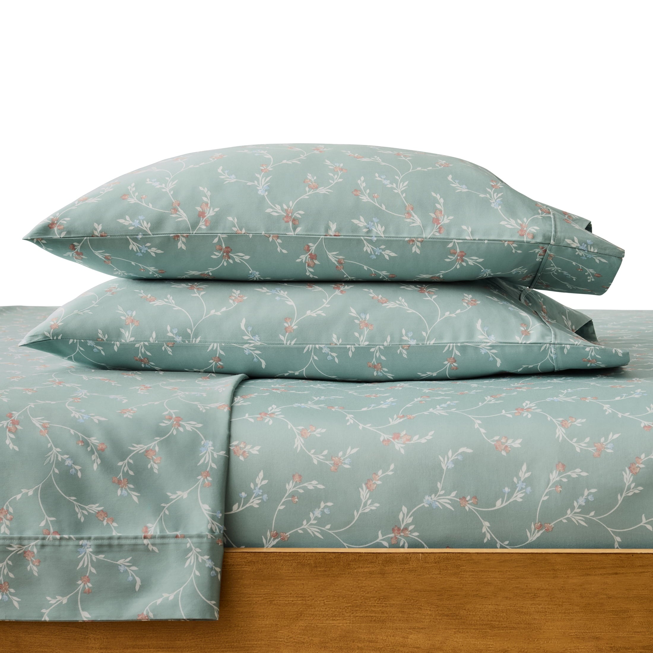 Better Homes & Gardens 4-Piece 300 Thread Count Sateen King Sheet Set, Floral Almond Biscuit