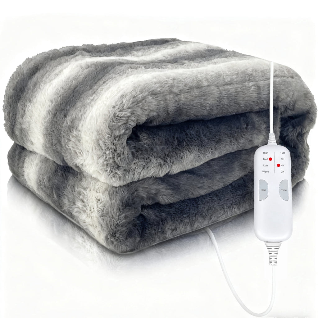 GONUES Heated Blanket 72"x 84" Full Size Soft Warm Flannel Fast Heating, 4 Fast Heating Levels & 10H Auto-off, Heat Protection, Home Office, Grey