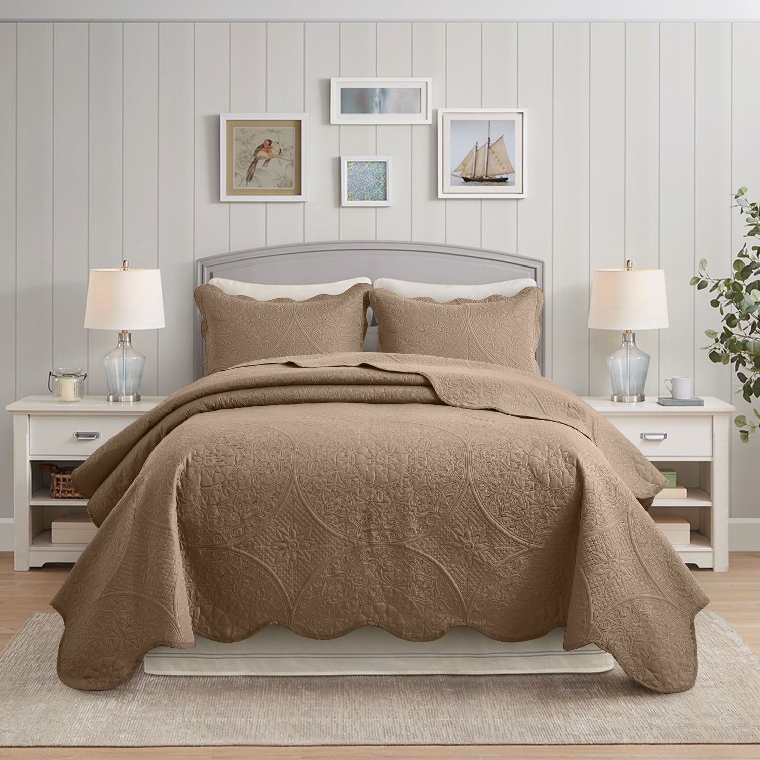 Imperial Rooms 2 Piece Quilt Set Chevron Microfiber Soft Kids Bedspreads & Pillow Shams Purple Twin