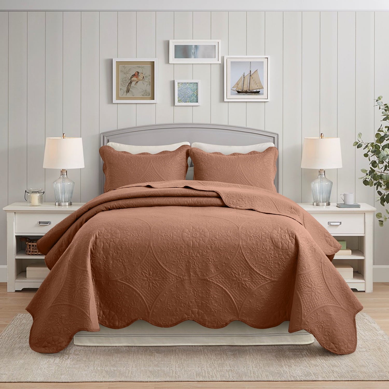 Imperial Rooms 2 Piece Quilt Set Chevron Microfiber Soft Kids Bedspreads & Pillow Shams Purple Twin