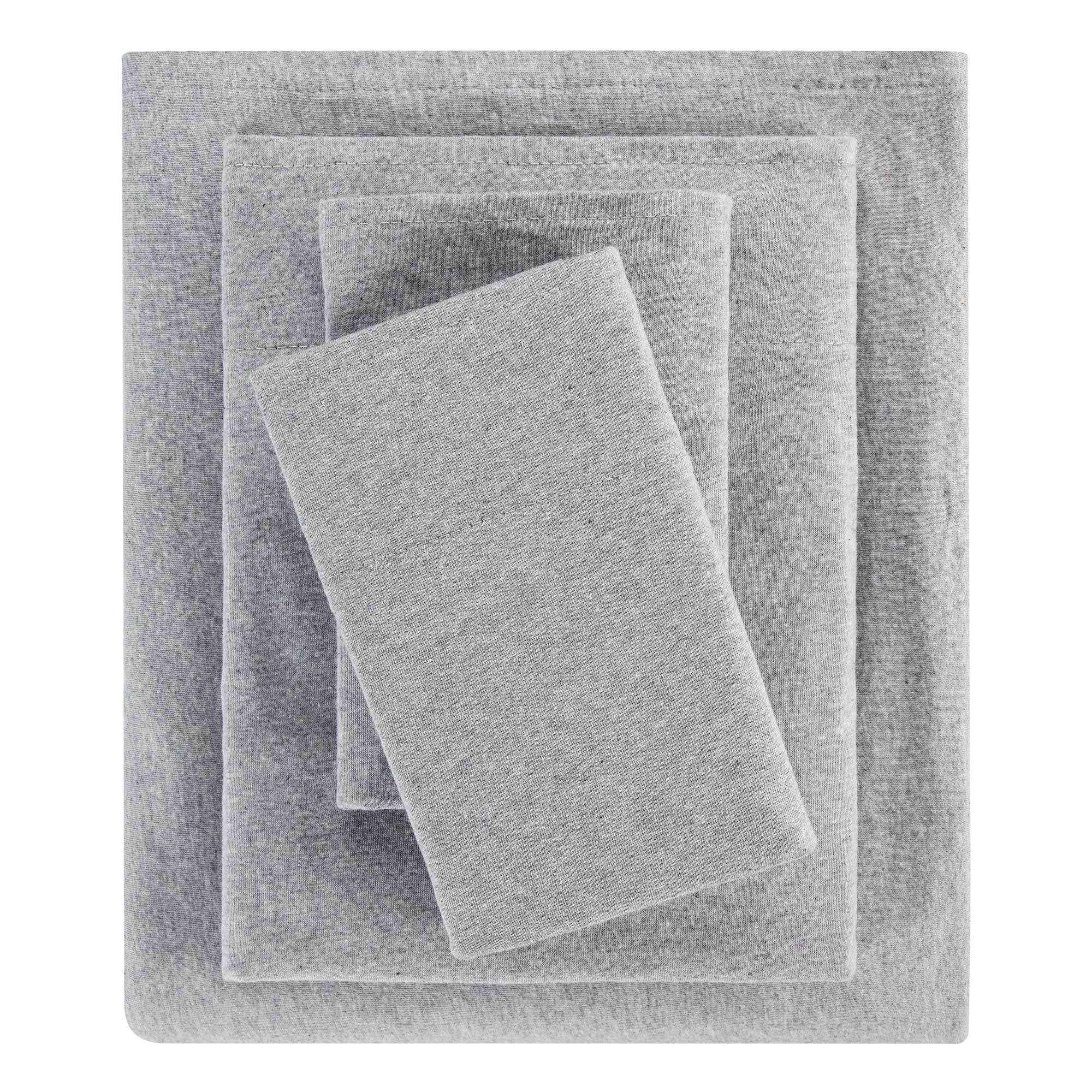 Mainstays Cotton Rich Extra Soft Jersey Bed Sheet Set, Queen, Charcoal, 4 Pieces