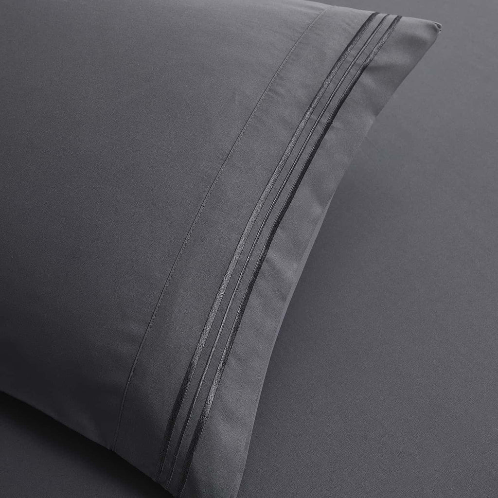Nestl Queen Sheets Set, 1800 Series 4 Piece Sheets Queen Sheets Set, Luxury Soft Microfiber Queen Size Gray Bed Sheets Set, Gray