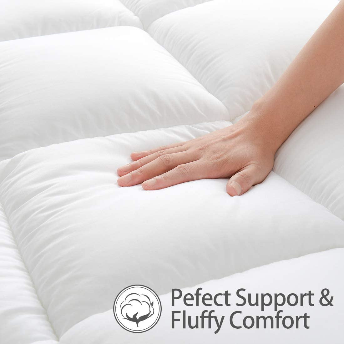 Meritlife Extra Thick Queen Mattress Topper, 400TC Cotton Pillow Top with 5D Spiral Fiber, Deep Pocket, Cooling Plush