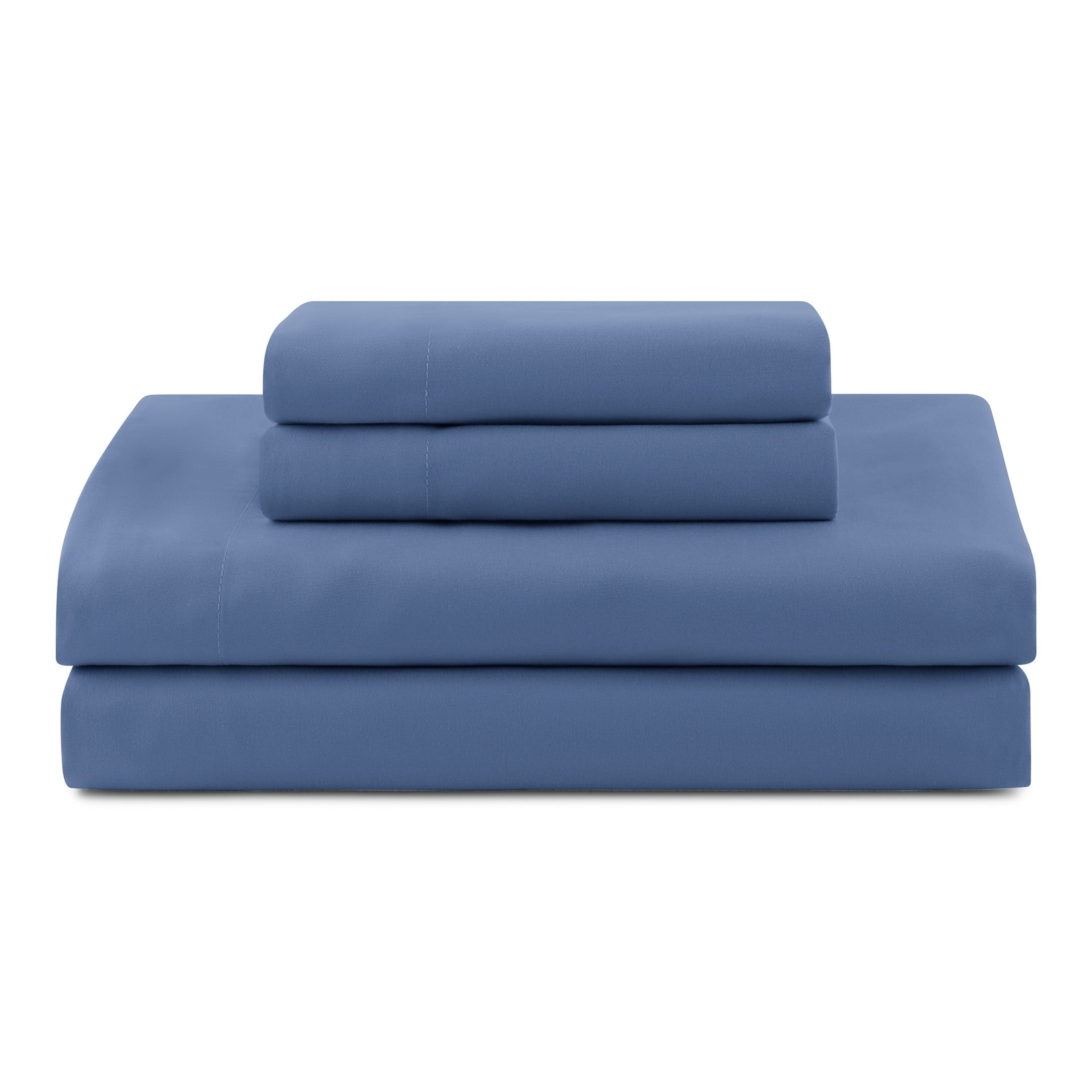 Mainstays All in One Reversible Comforter and Sheet Set- 7 Piece, Queen, Blue Pinstripe