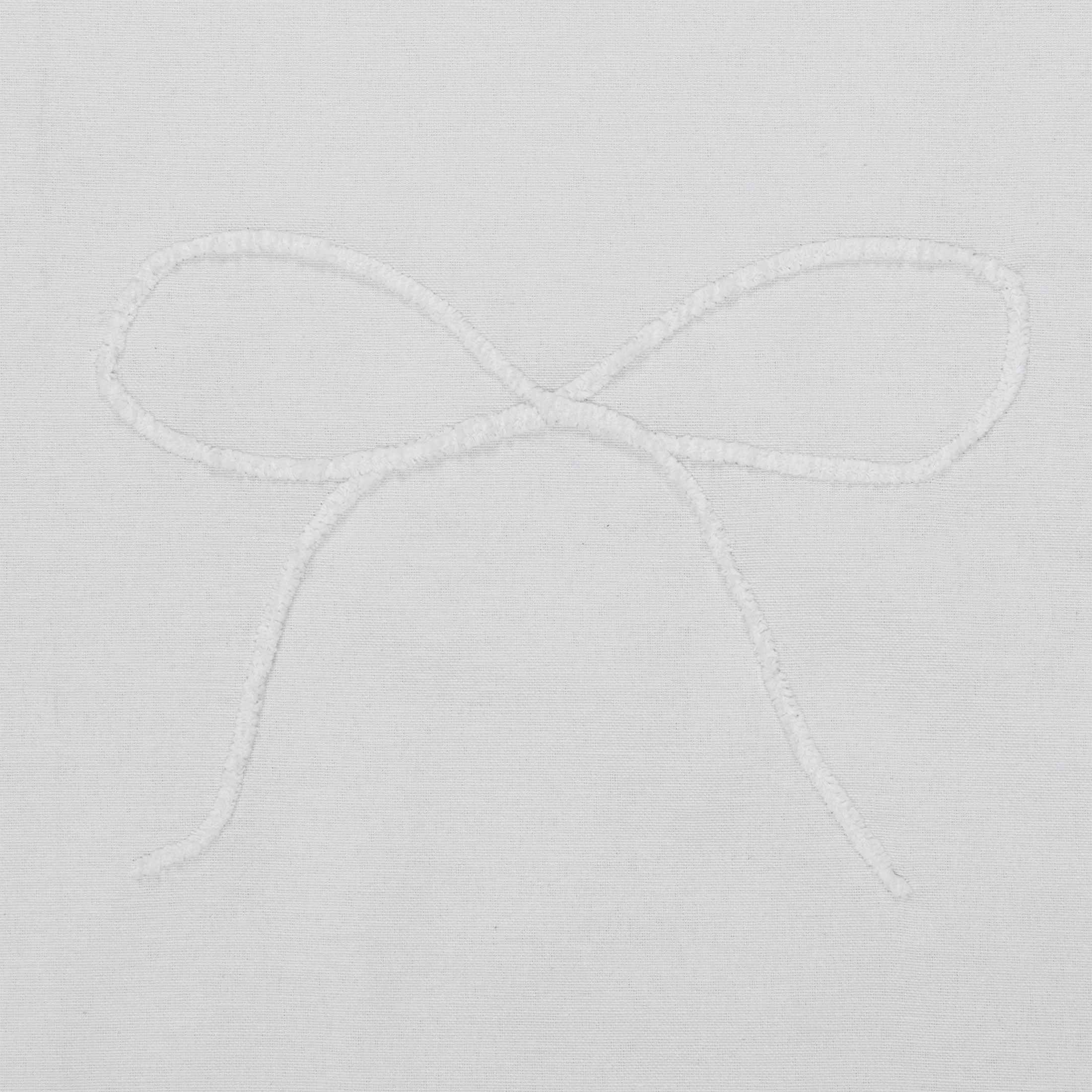 My Texas House White/White Embroidered Holiday Farmhouse Bow Cotton Shower Curtain, 72" x 72