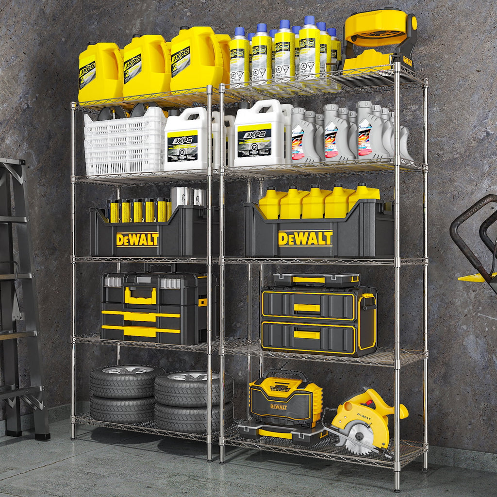 Ktaxon 5-Tier Wire Shelving Unit, Steel Storage Rack for Garage Office Kitchen Silver, 30" W x 14" D x 60" H